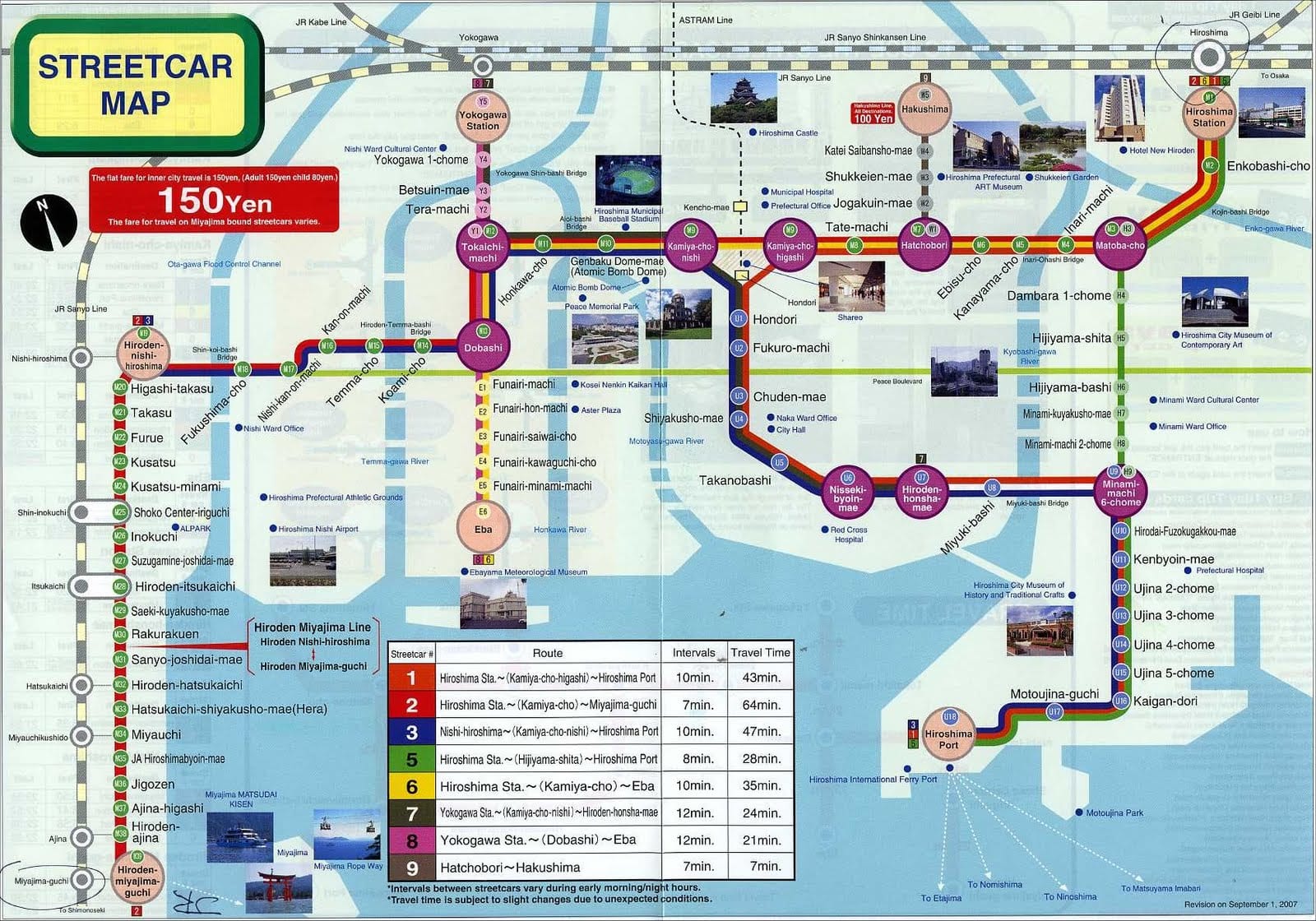 Mapa de transporte urbano de Hiroshima