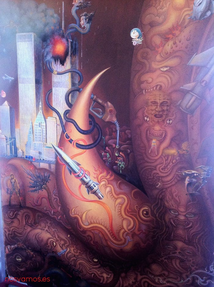 Acojonantes las pinturas del interior, hasta KungFu Panda estaba — Chiang Rai, Tailandia