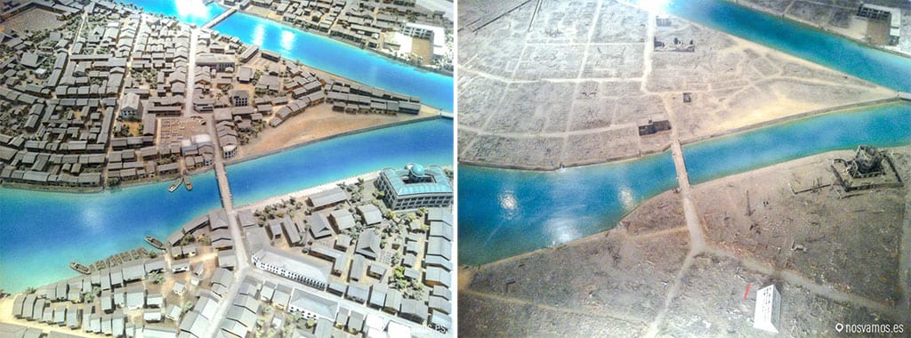 Antes y después de la ciudad de Hiroshima